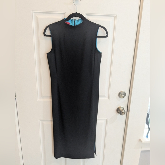 Vintage Burns Asian Inspired Black Midi Dress - Picture 1 of 5